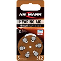 Ansmann 5013233 - Pila para audífono 312 zinc aire- 1-4V PR41 AZA312- 6 unidades- color marrón